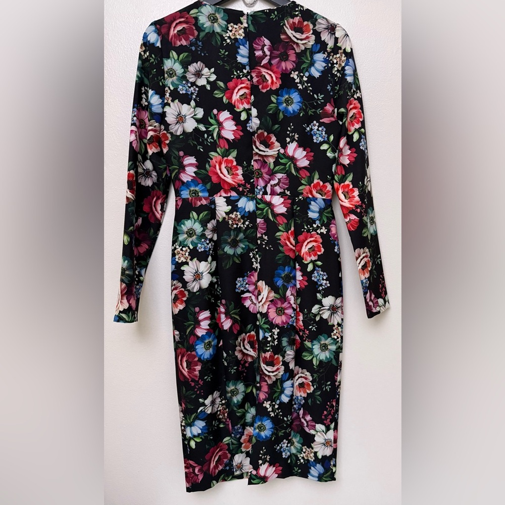 Black Halo Dress Lively Mini Black Floral Lined Sz 4 - Picture 6 of 10